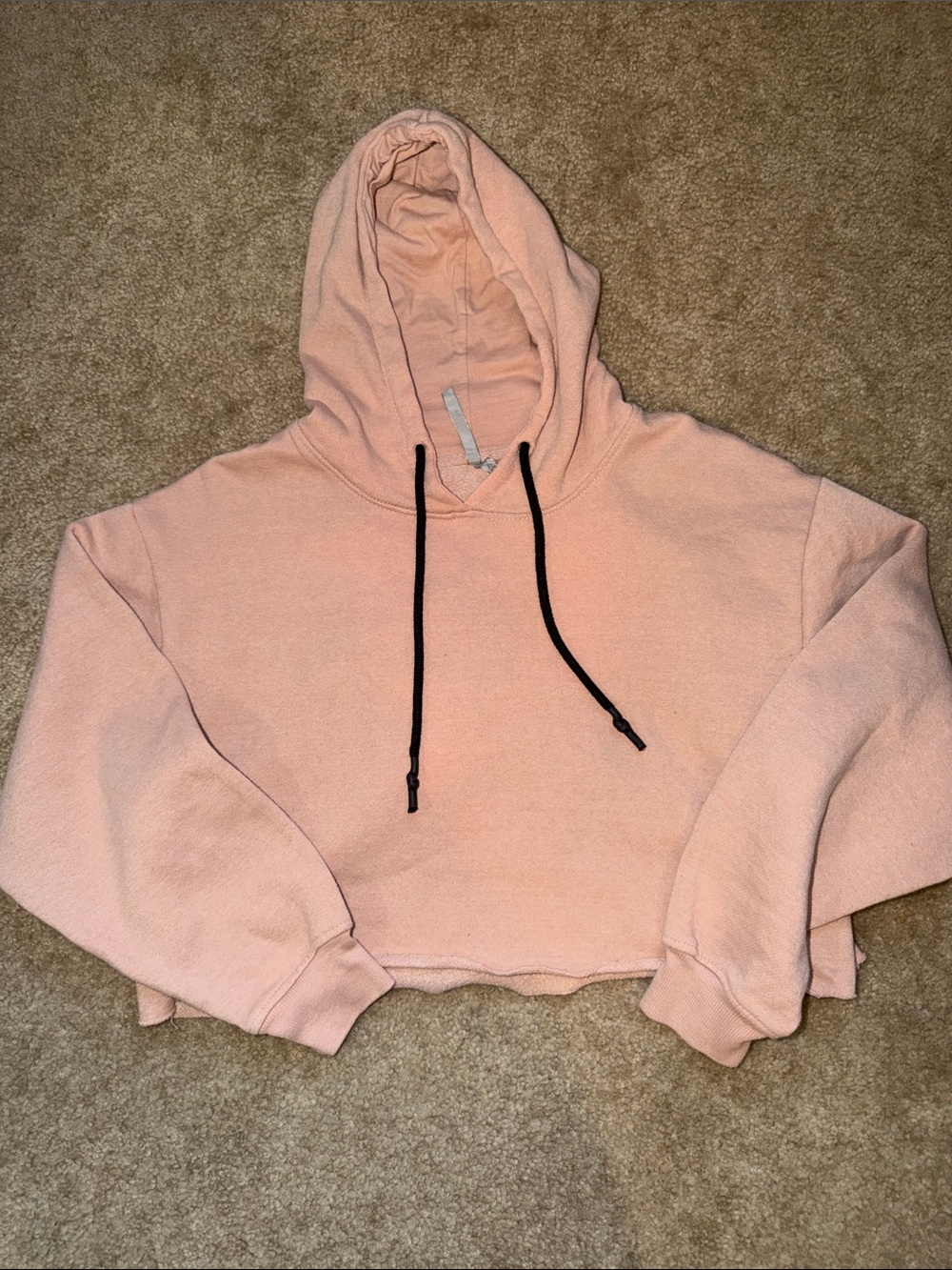 Women's Cropped Peach Hoodie with Drawstring